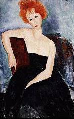 Modigliani: jeune fille rousse en robe de soir, 1918