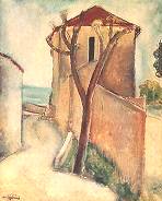 Modigliani: albero e case, 1919
